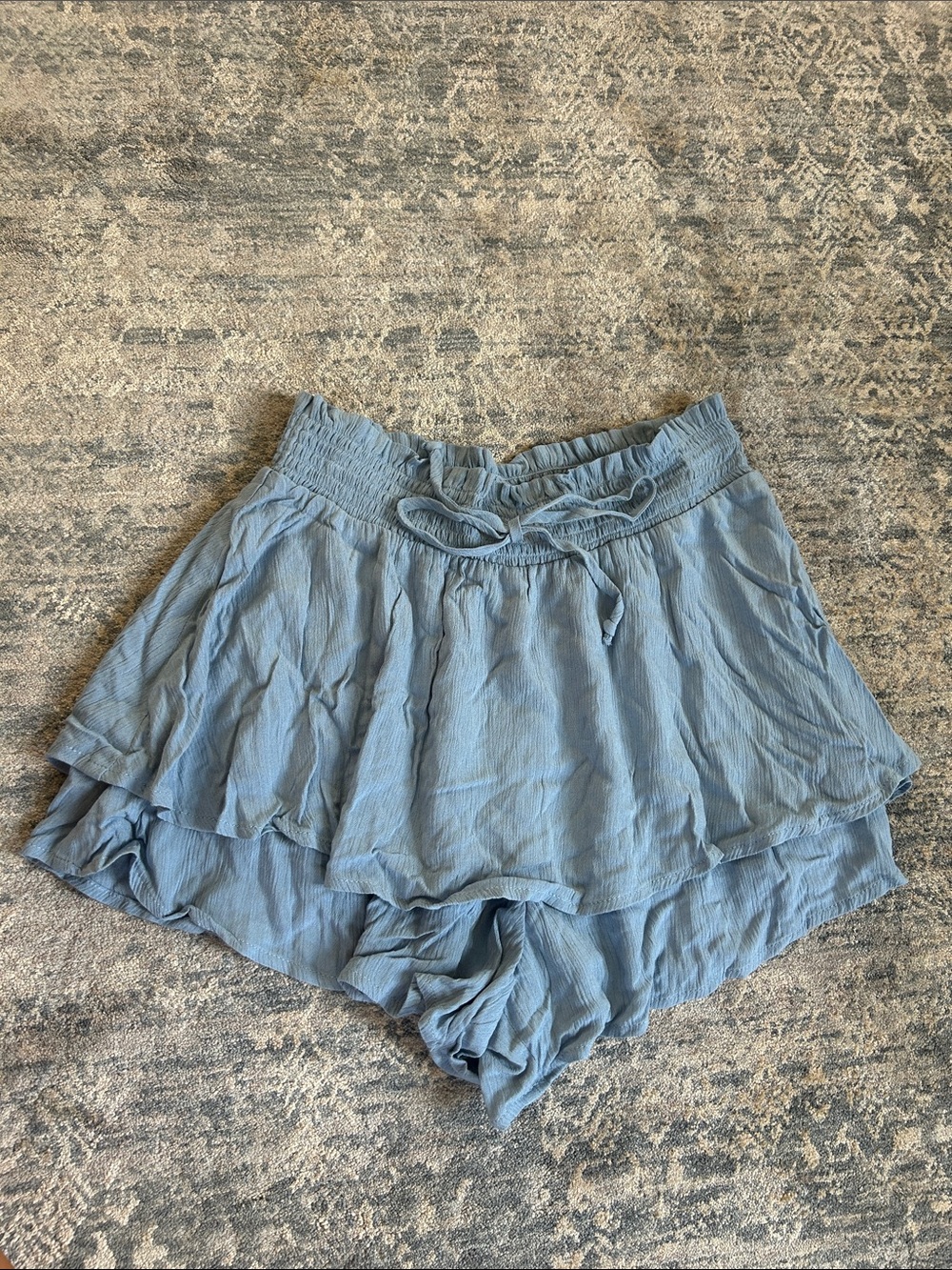 Kingston Grey Layered Ruffle Women’s Shorts - Light Blue - Size Medium